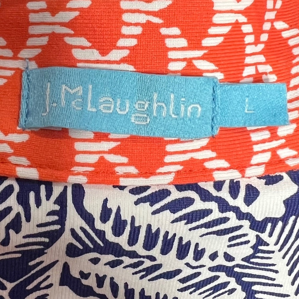 J. McLaughlin Blue White Floral Catalina Cloth Sleeveless Shift Dress Sz L EUC - Picture 2 of 9